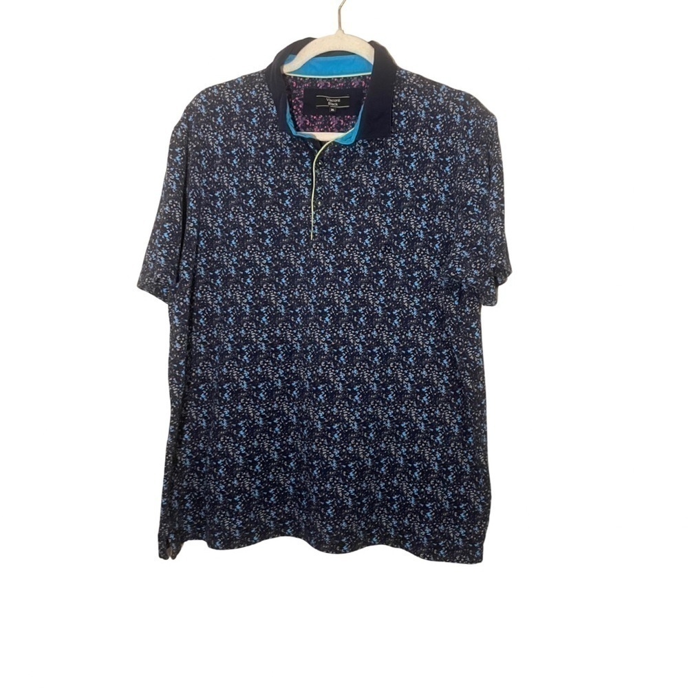 Visconti black men’s multi colored short sleeve shirt polo size XL - Picture 1 of 5